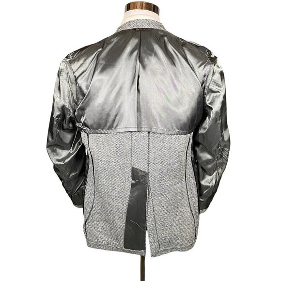 Vintage Harris Tweed Sport Coat 39 Blue Herringbone Blazer Two Button Vented - Picture 6 of 16